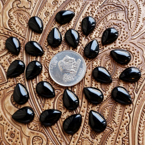 10x14mm Black Onyx Pear Cab (1 pc)