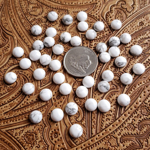 8mm White Howlite Round Cab (1 pc)