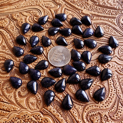 10x14mm Blue Goldstone Pear Cab (1 Pc)