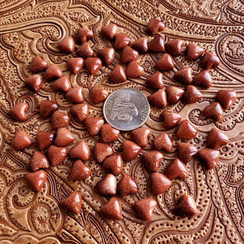 10mm Red Goldstone Heart Cab (1 pc)