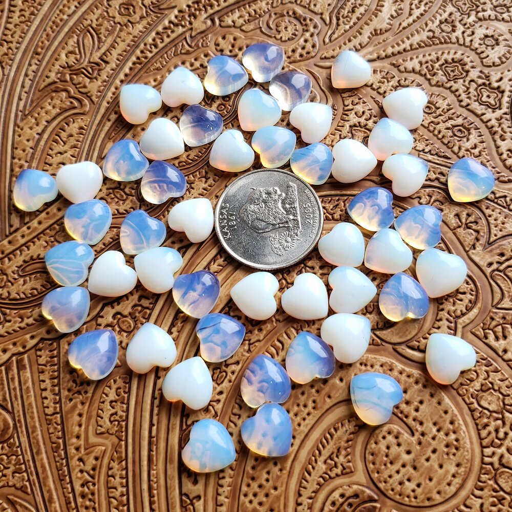 10mm Opalite Heart Cab (1 pc)