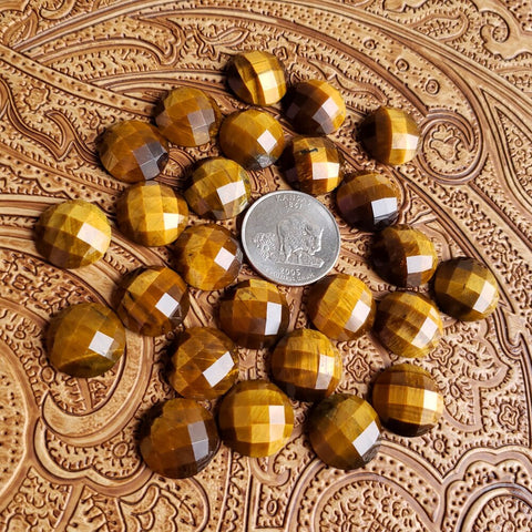 16mm Tiger's Eye Checker Cut Round Cab (1 pc)