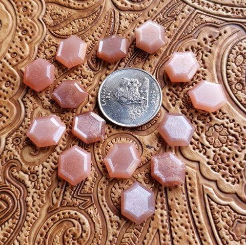 11x14mm Peach Moonstone Double Stepped Hexagon (1 pc)