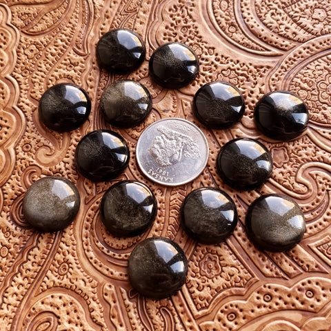 18mm Gold Sheen Obsidian Round Cab (1 pc)