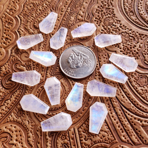 10x17mm Rainbow Moonstone Double Stepped Coffin Cab (1 pc)