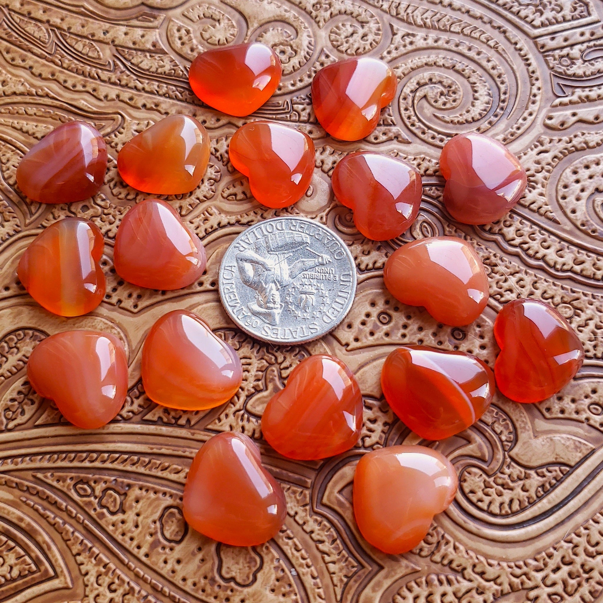 18mm Carnelian Heart Cab (1 pc)