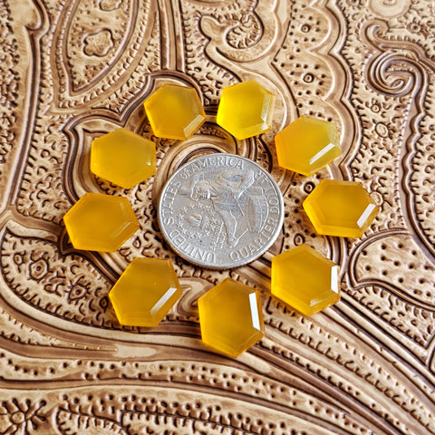 11x14mm Yellow Chalcedony Double Stepped Hexagon (1 pc)