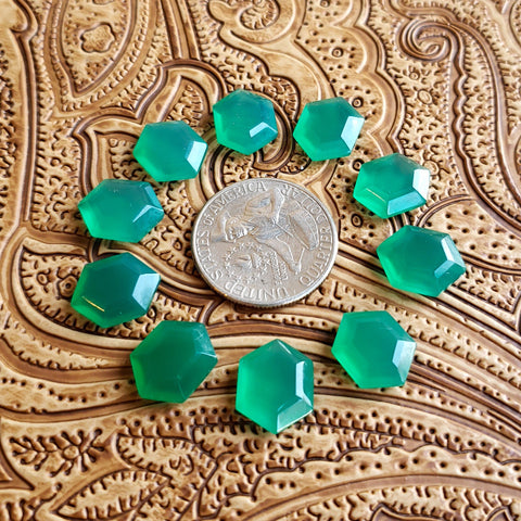 11x14mm Green Onyx Double Stepped Hexagon (1 pc)