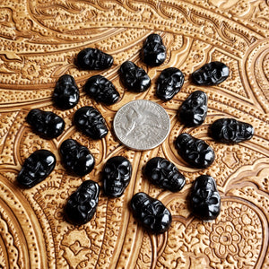 12x18mm Black Obsidian Carved Skull Cabochon (1 pc)