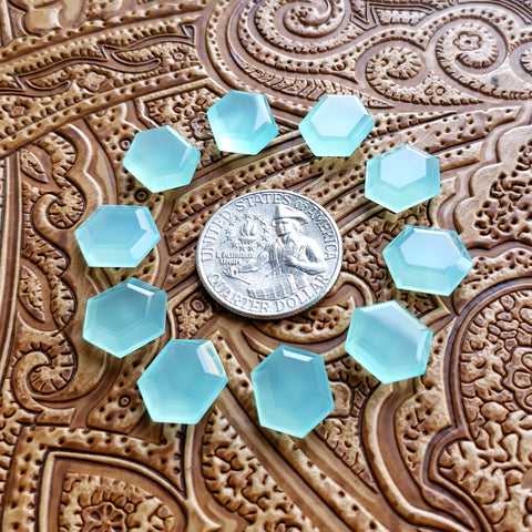 11x14mm Aqua Chalcedony Double Stepped Hexagon (1 pc)