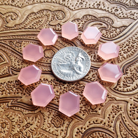 11x14mm Pink Chalcedony Double Stepped Hexagon (1 pc)