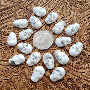 12x17mm White Howlite Carved Skull Cabochon (1 pc)