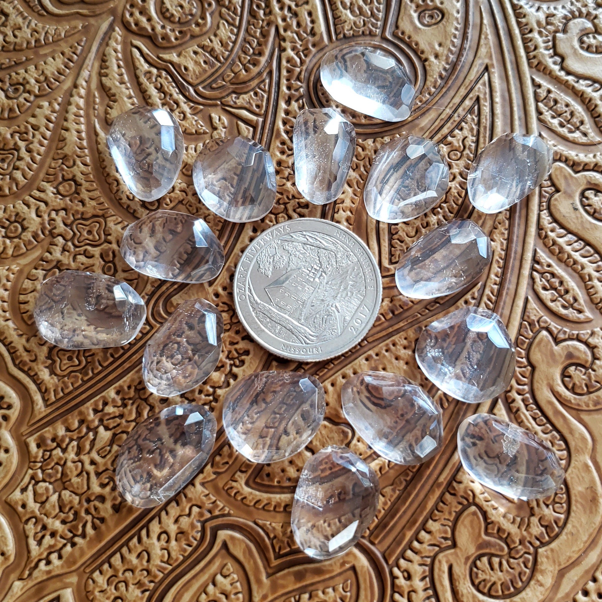 Faceted Freeform Quartz Cabochon (1 pc)