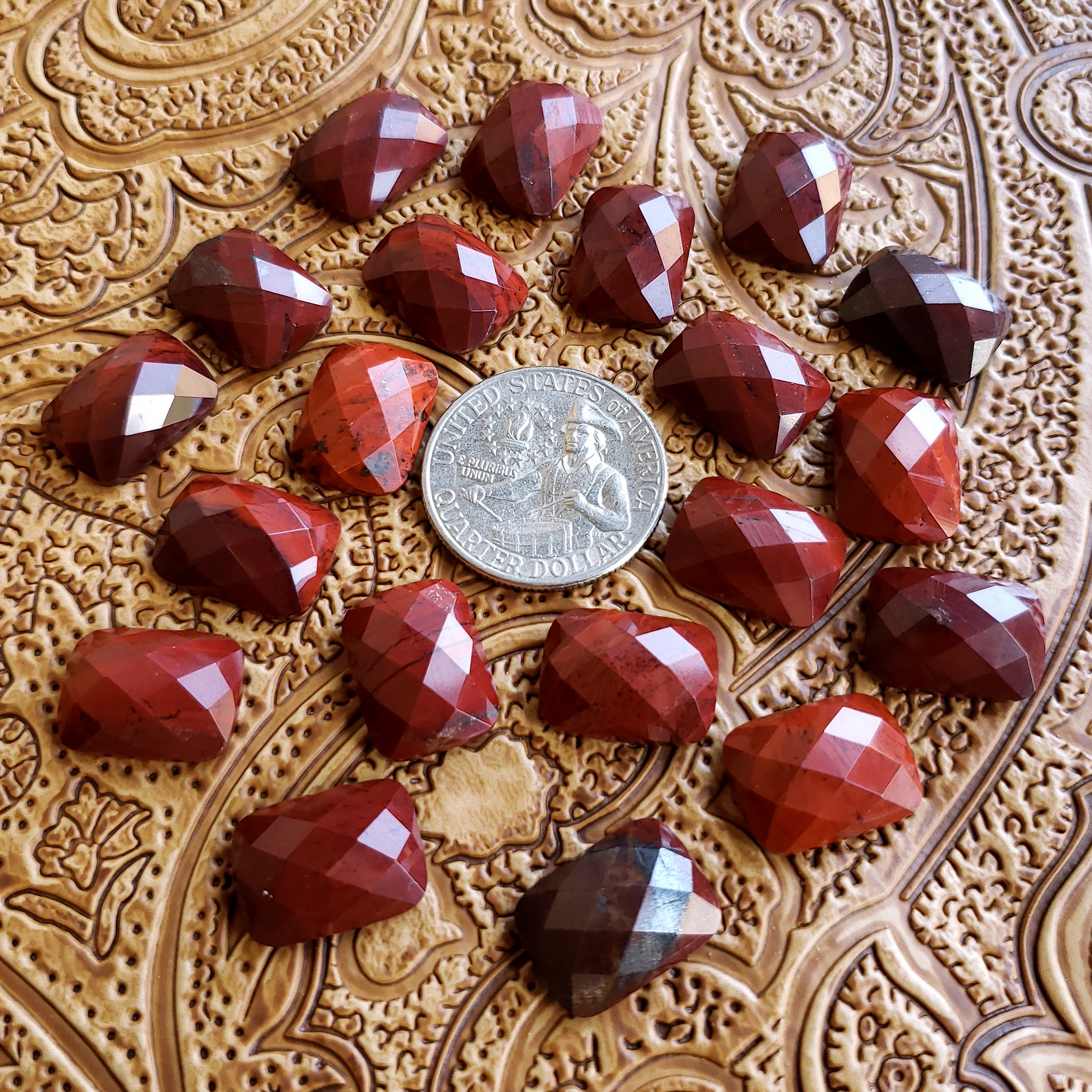 12x16mm Red Jasper Checker Cut Rectangle Cab (1 pc)