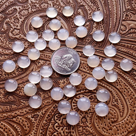 10mm White Agate Round Cab (1 pc)