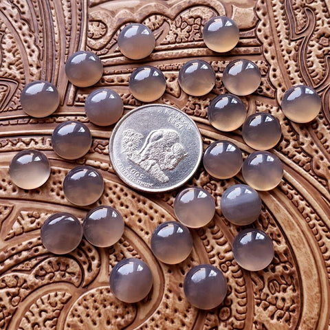 10mm Grey Agate Round Cab (1 pc)